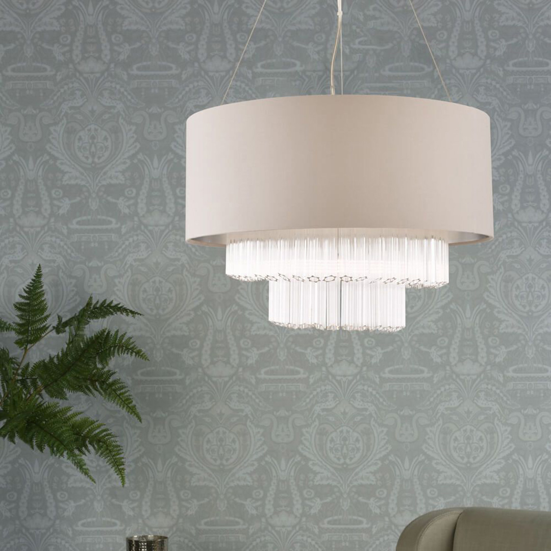 Laura Ashley    Grey Genevieve 5 Light Pendant in Size 5, BrandAlley