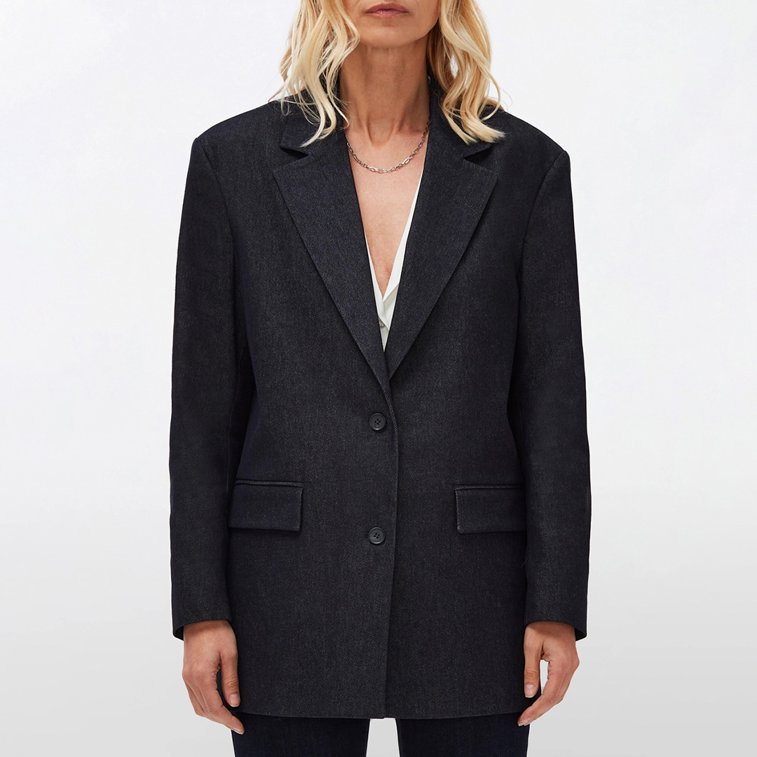 Dark Indigo Cotton Blend Blazer