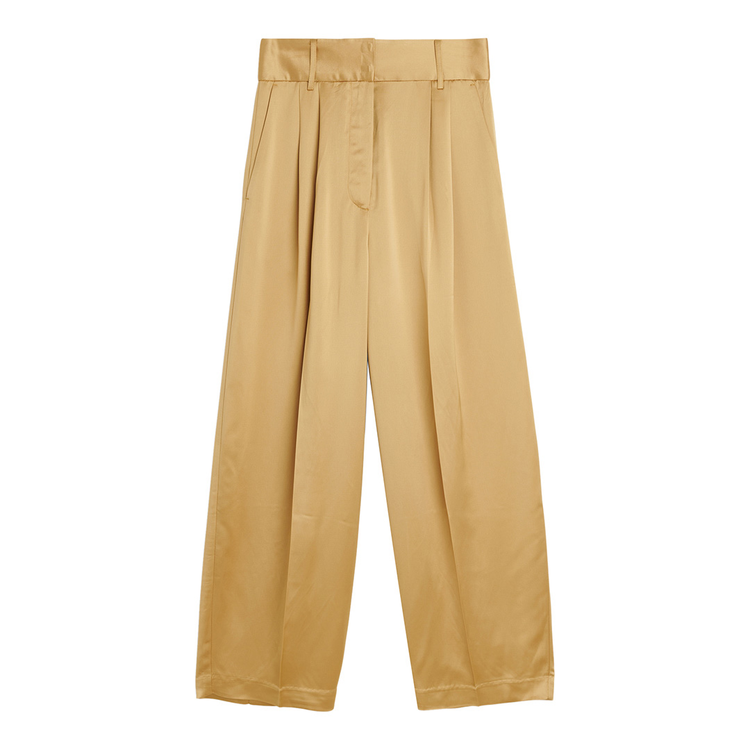 Camel Fallapella Wide Leg Trousers