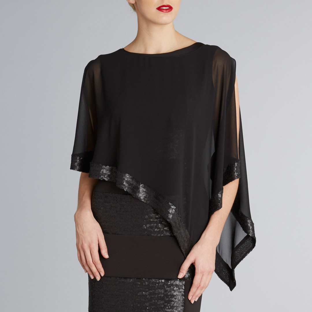 Chiffon Cape with Sequin Edge