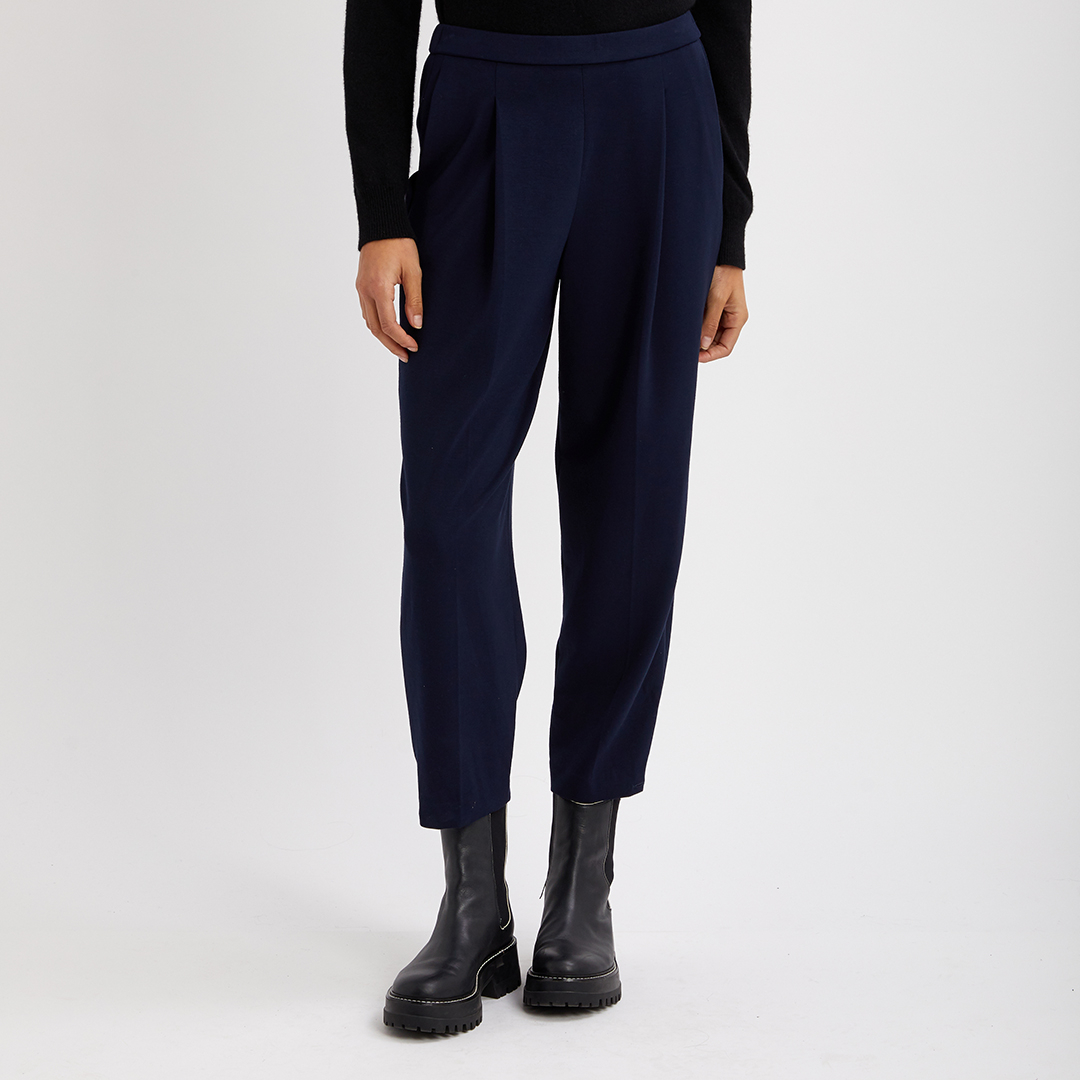 Navy Carrot Leg Trousers