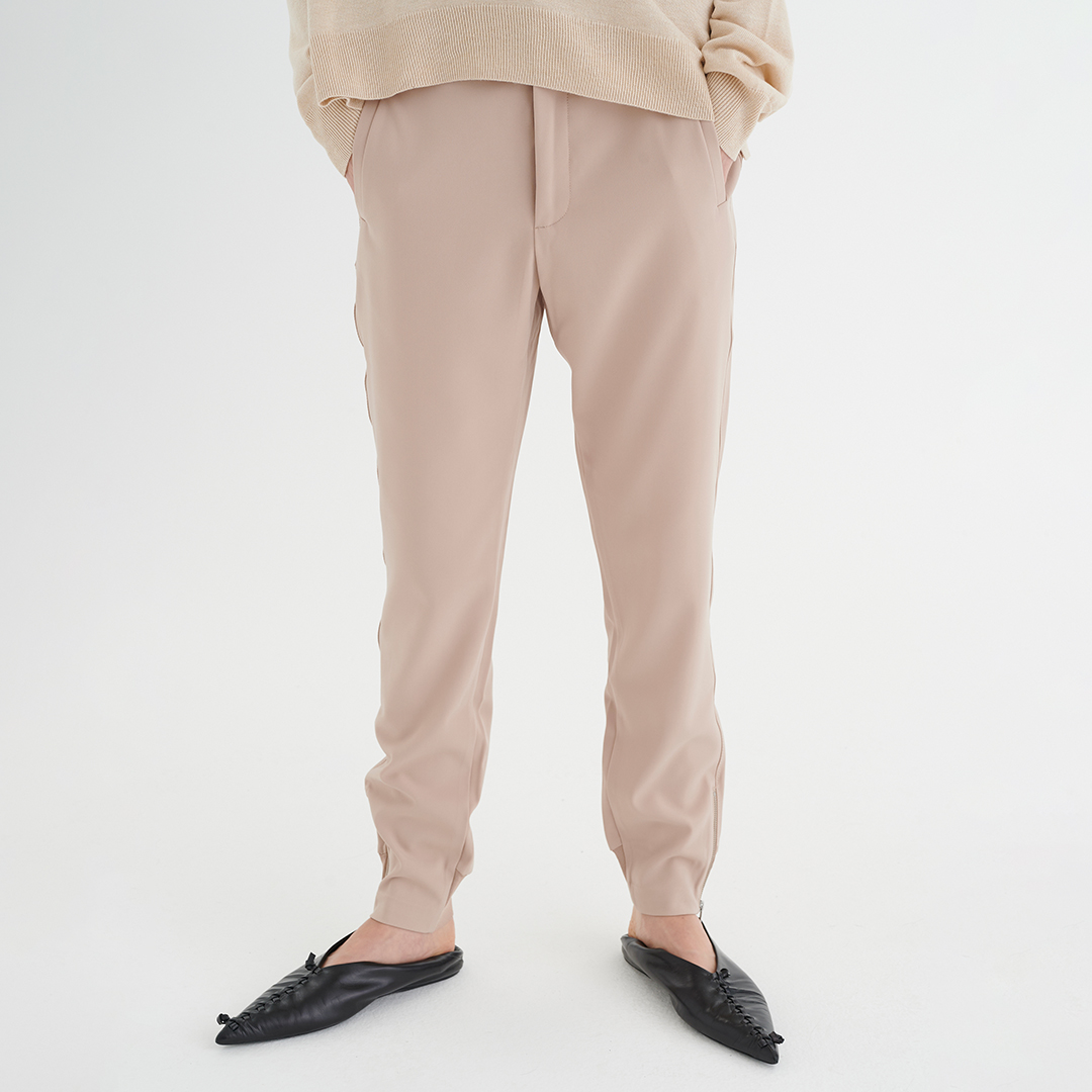 Beige Nica Straight Leg Trousers