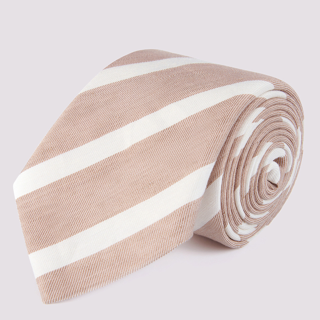 Duchamp Men's  Sand Striped Silk Blend Tie , BrandAlley