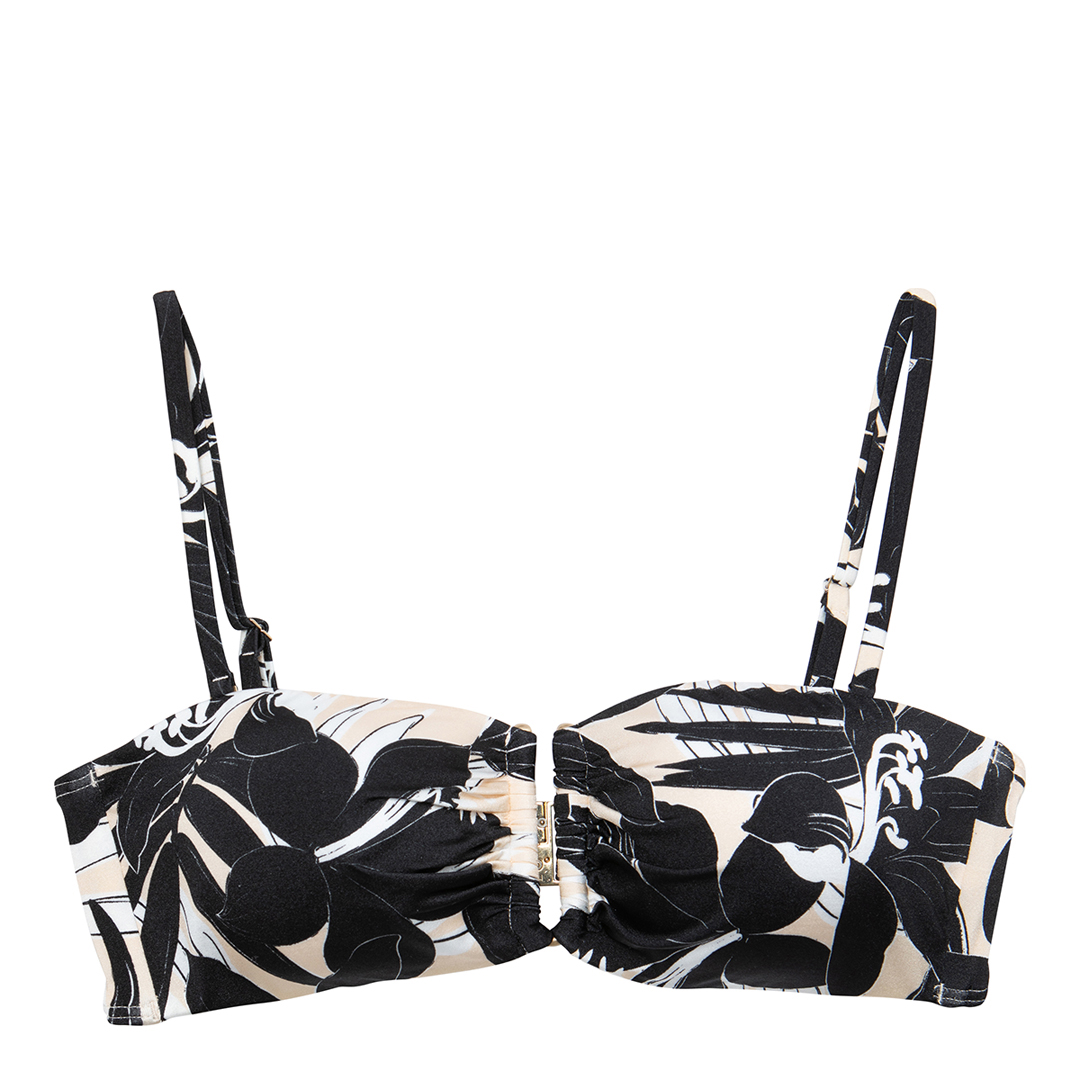Black Floreale Bandeau Bikini Top