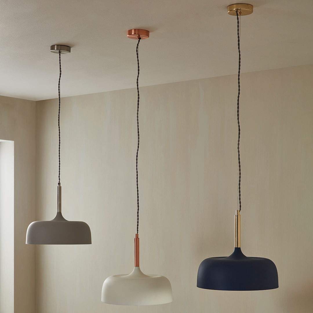 Pacific     Anke Matt Grey Domed Metal Pendant in Size 120cm, BrandAlley