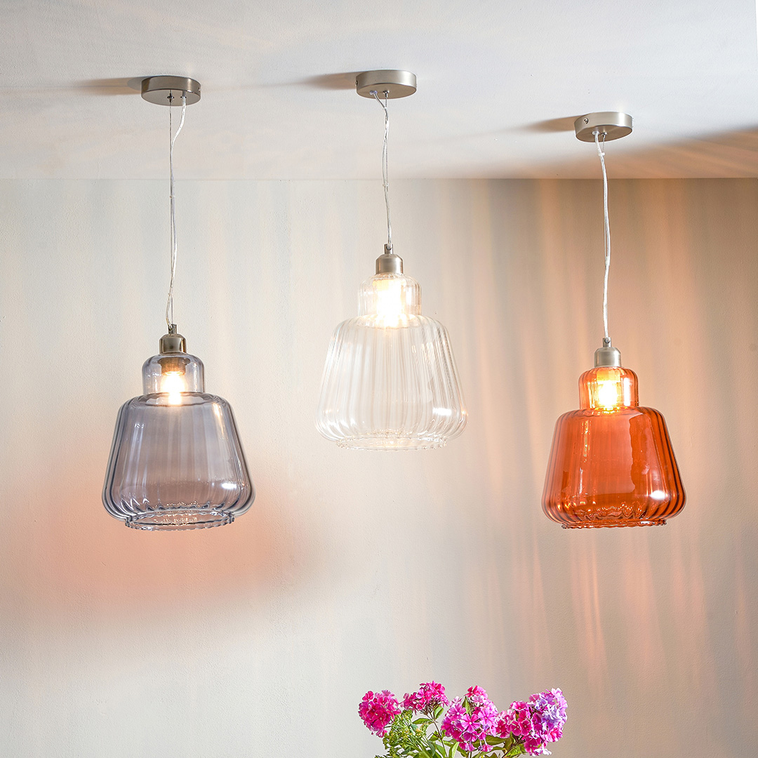 Pacific     Porto Grey Optic Glass Tapered Pendant in Size 125cm, BrandAlley