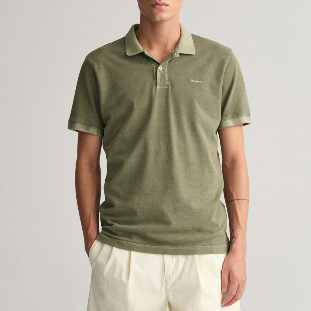 Gant Men's  Khaki Sunfaded Pique Polo Shirt in Size 4XL, BrandAlley