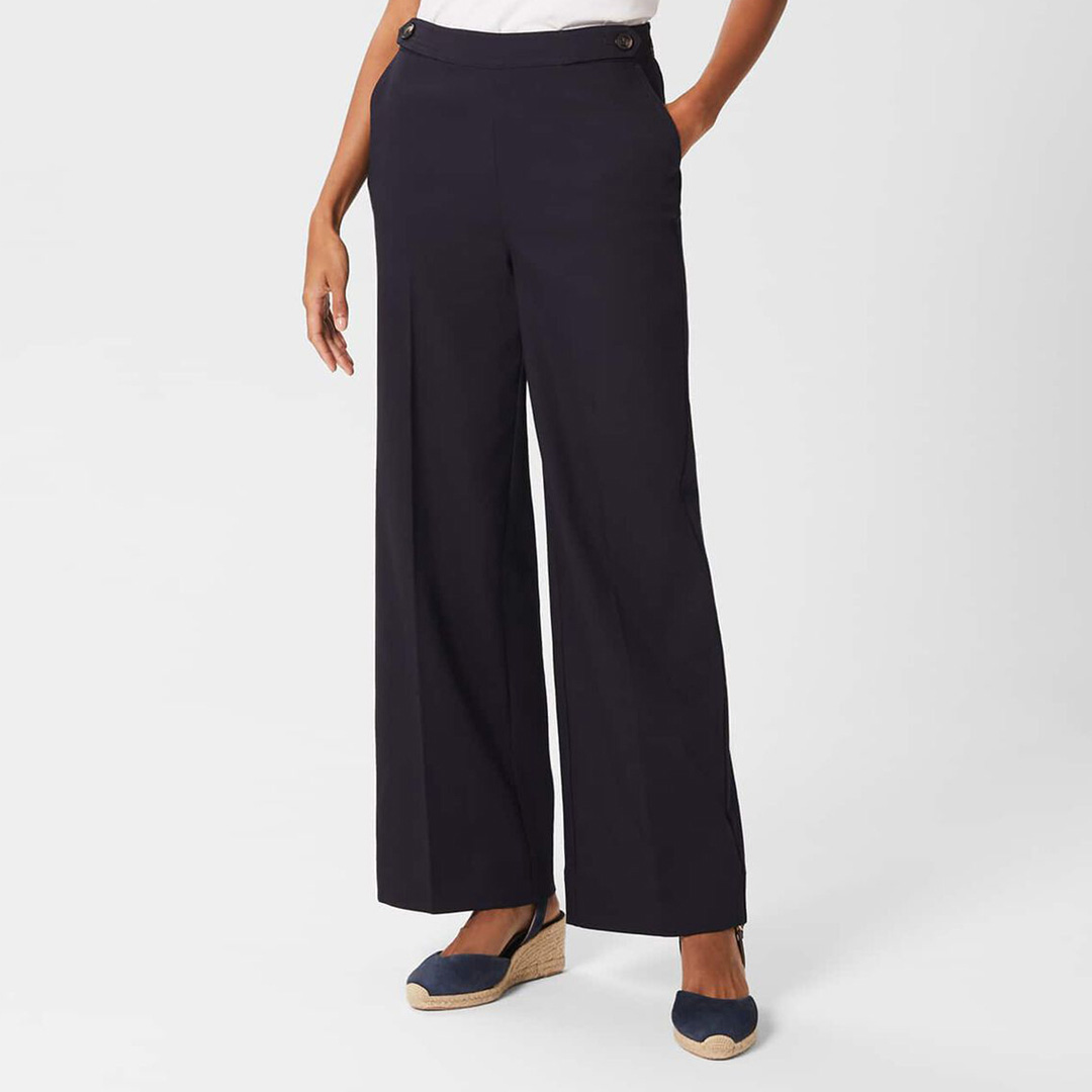 Navy Samina Wide Leg Trousers