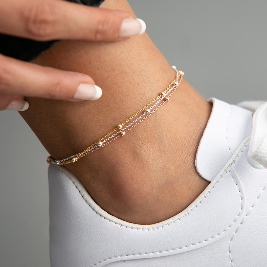 Silver/Gold Chain Anklet - Elika - Modalova