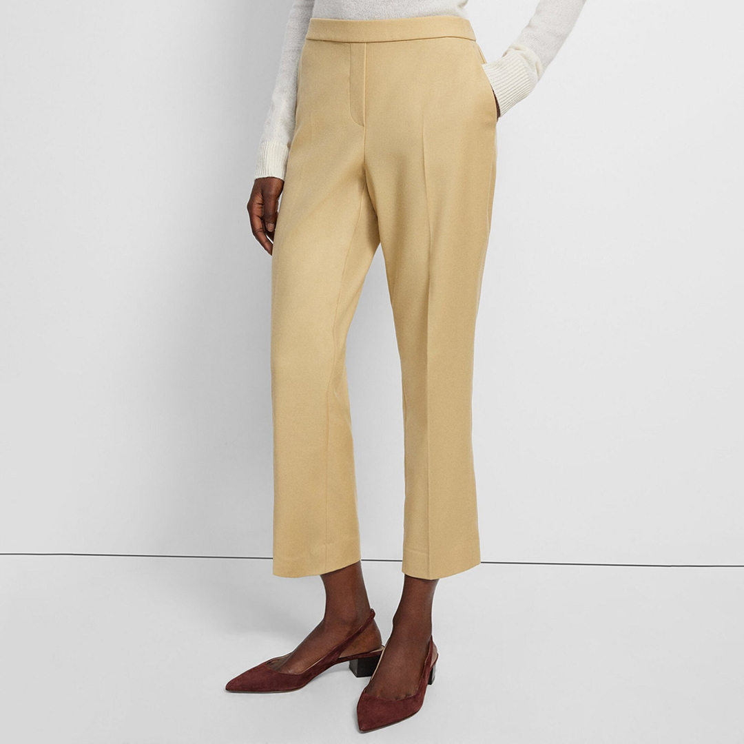 Yellow Cropped Treeca Wool Trousers
