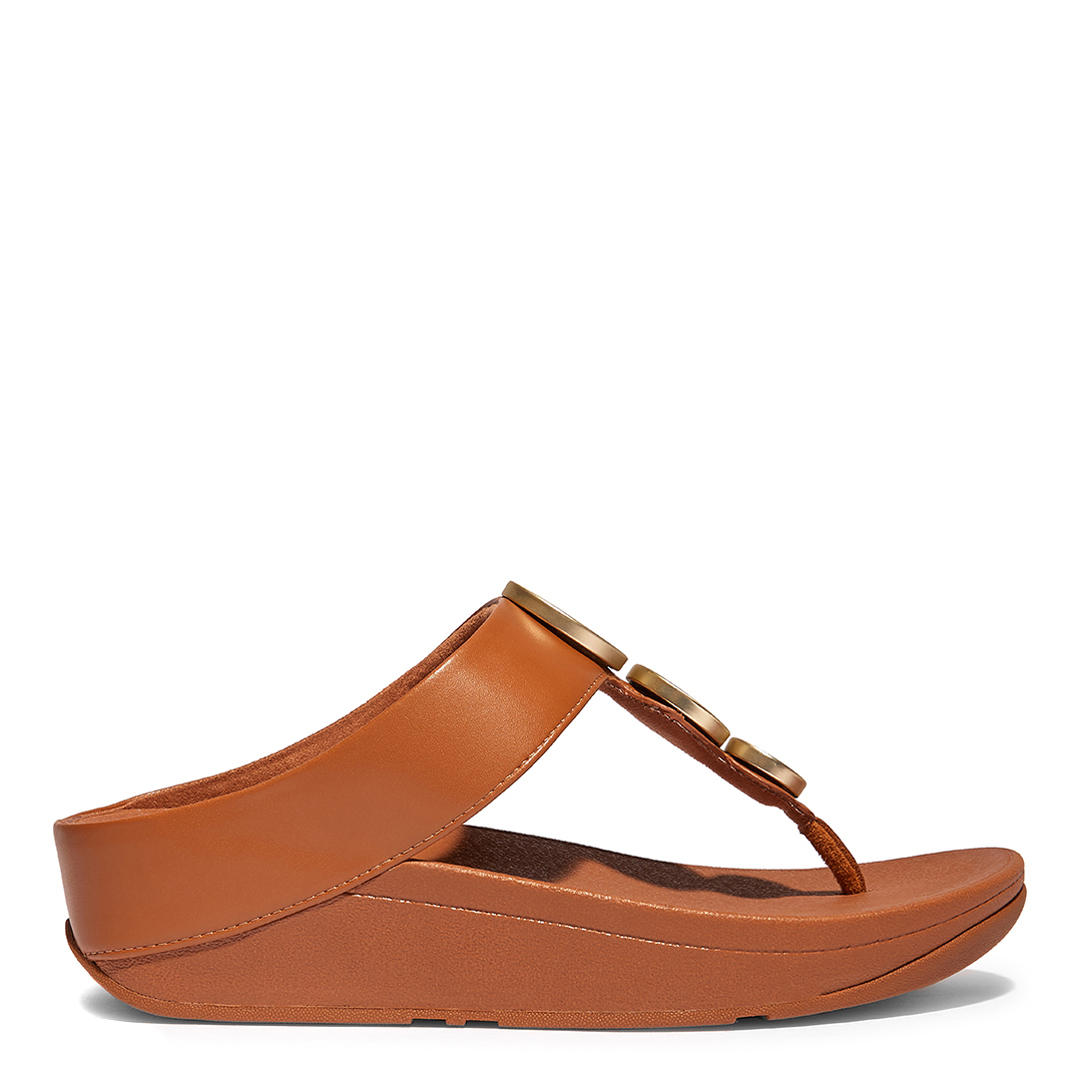 Tan Halo Leather Metallic Sandal
