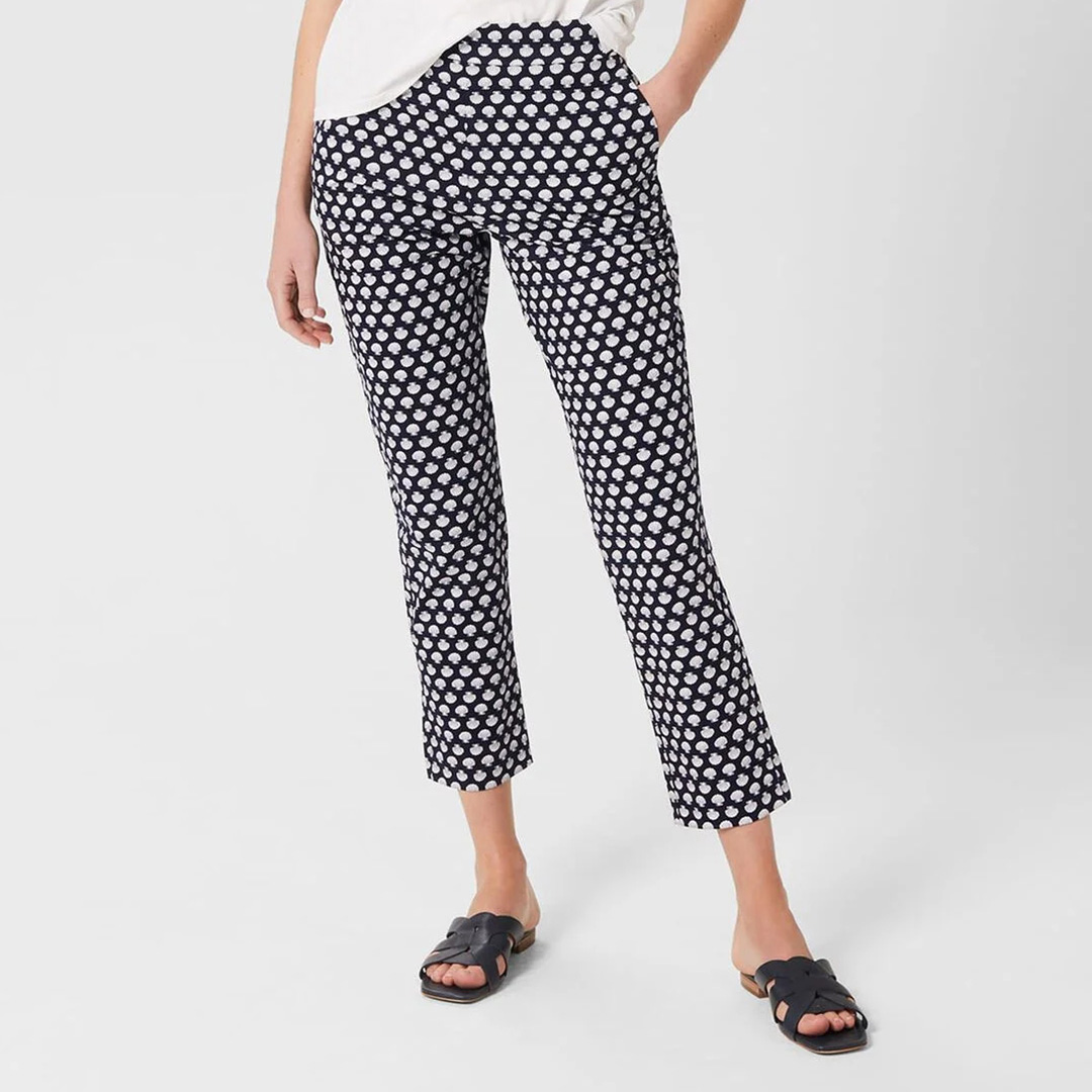 Navy Florence Capri Printed Trousers