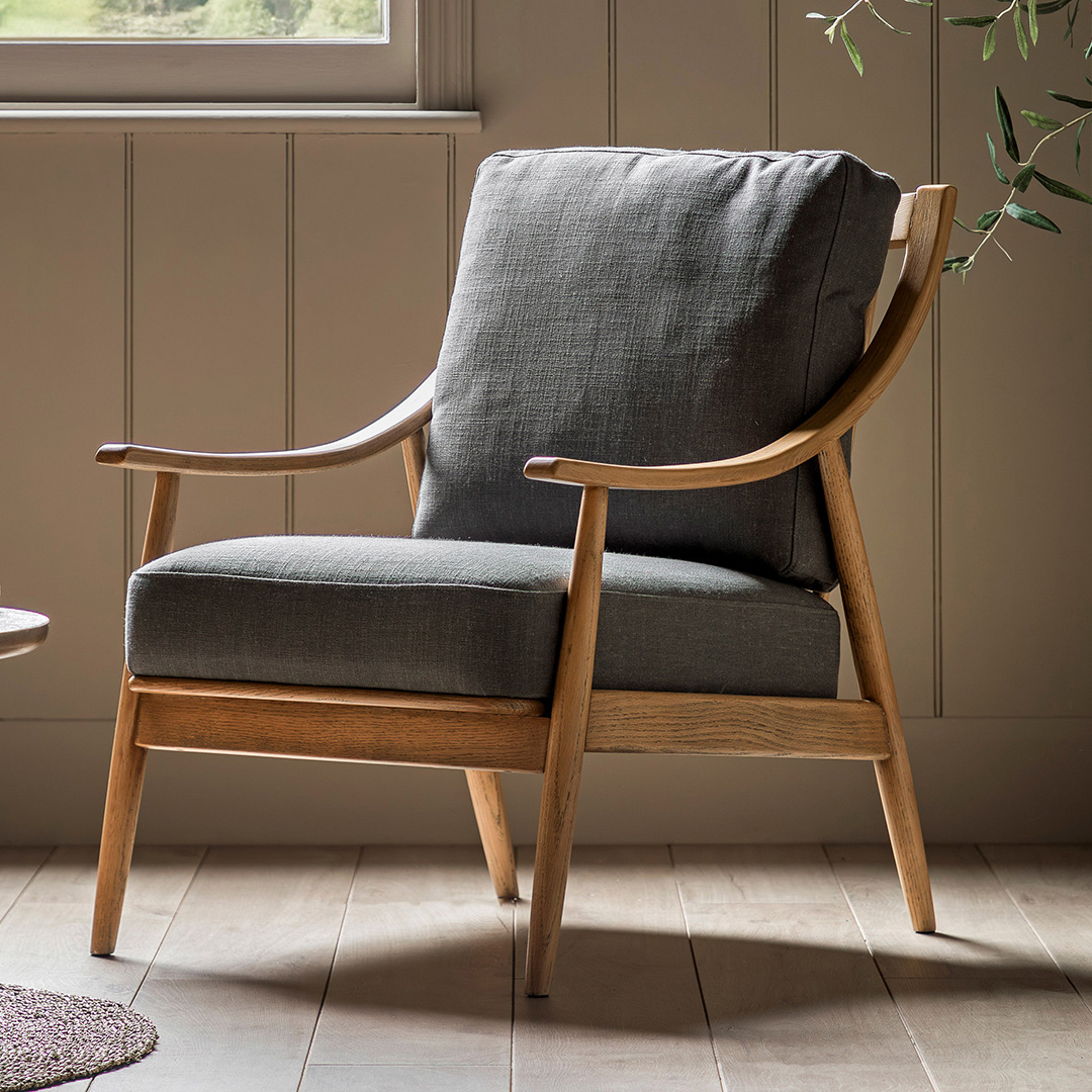 Austell Armchair Dark Grey Linen