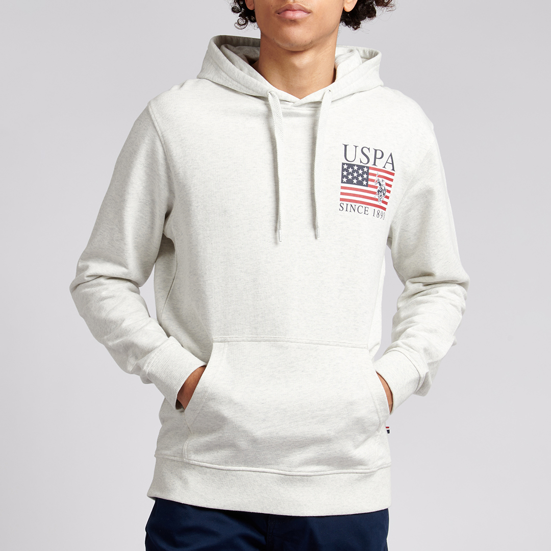 Grey Square Logo Cotton Hoodie