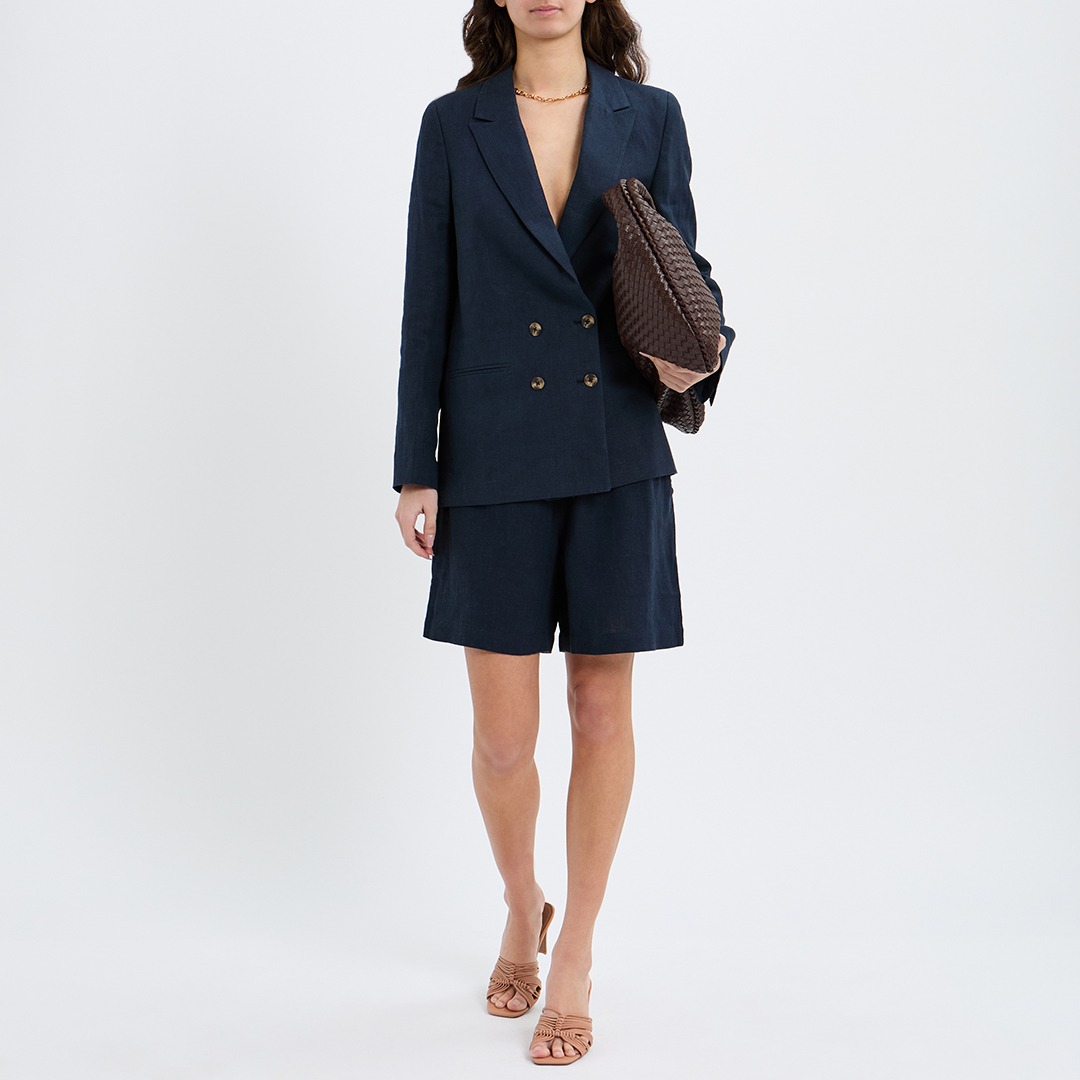 Navy Linen Blazer
