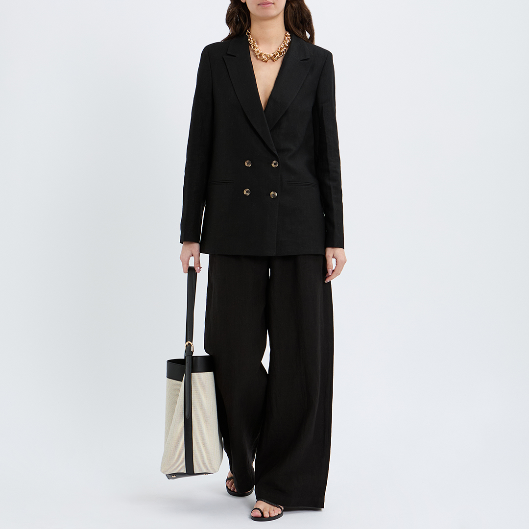 Black Linen Blazer