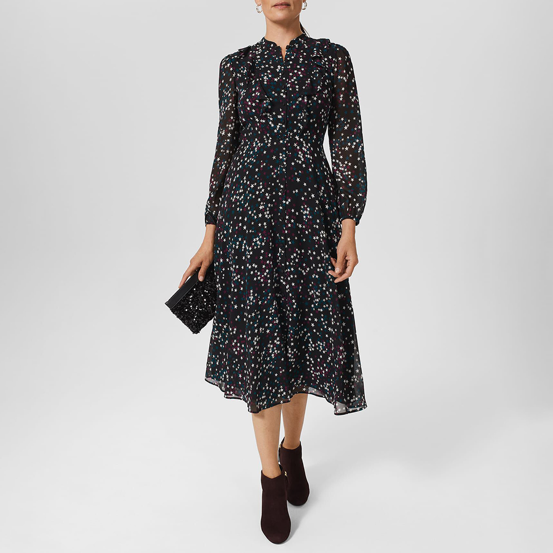 Black Erin Printed Dress