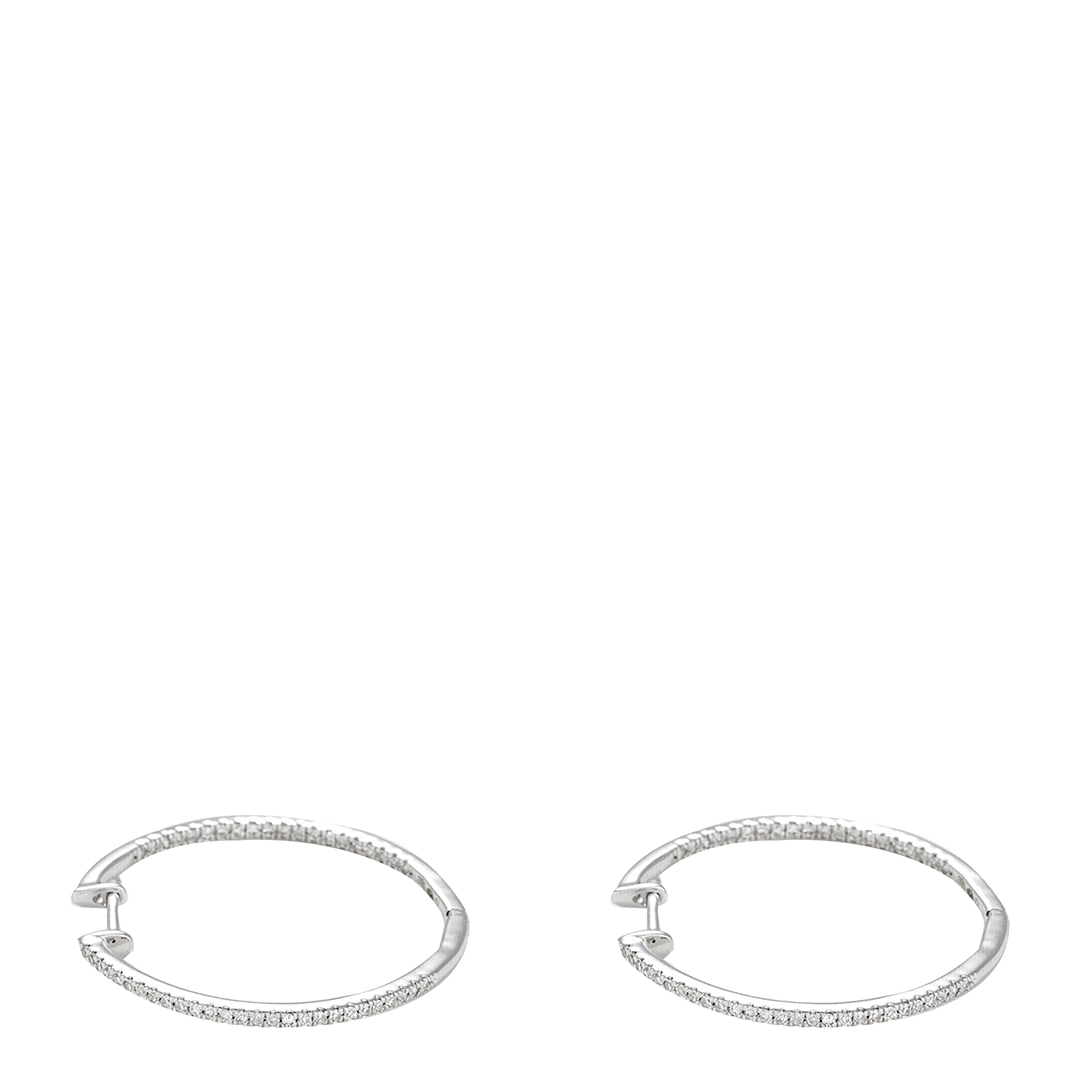 Silver Diamond Hoop Earrings - MUSE - Modalova