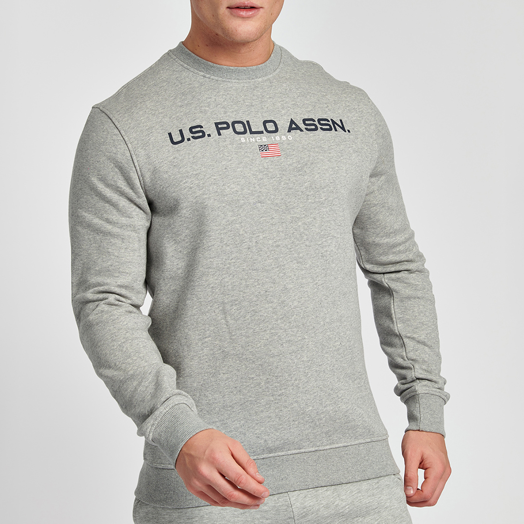 Grey Chest Logo Cotton Blend Sweatshirt