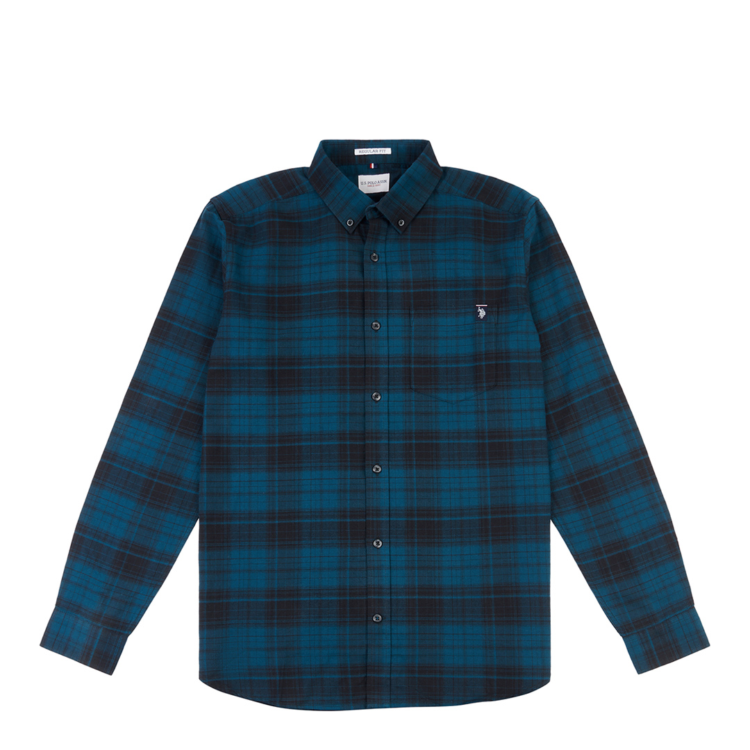 Blue Oxford Check Cotton Shirt