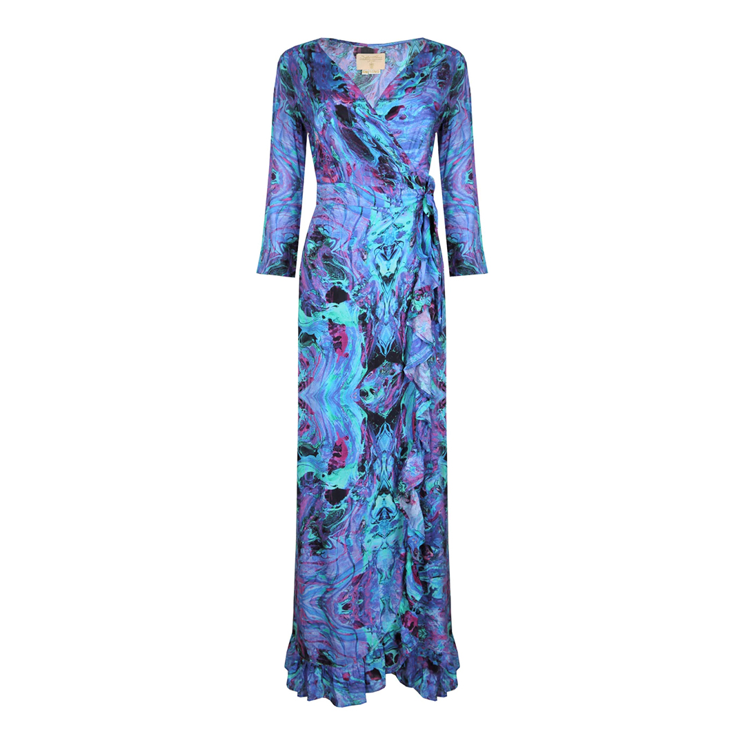 Blue Into the Deep Maxi Wrap Dress (Long)