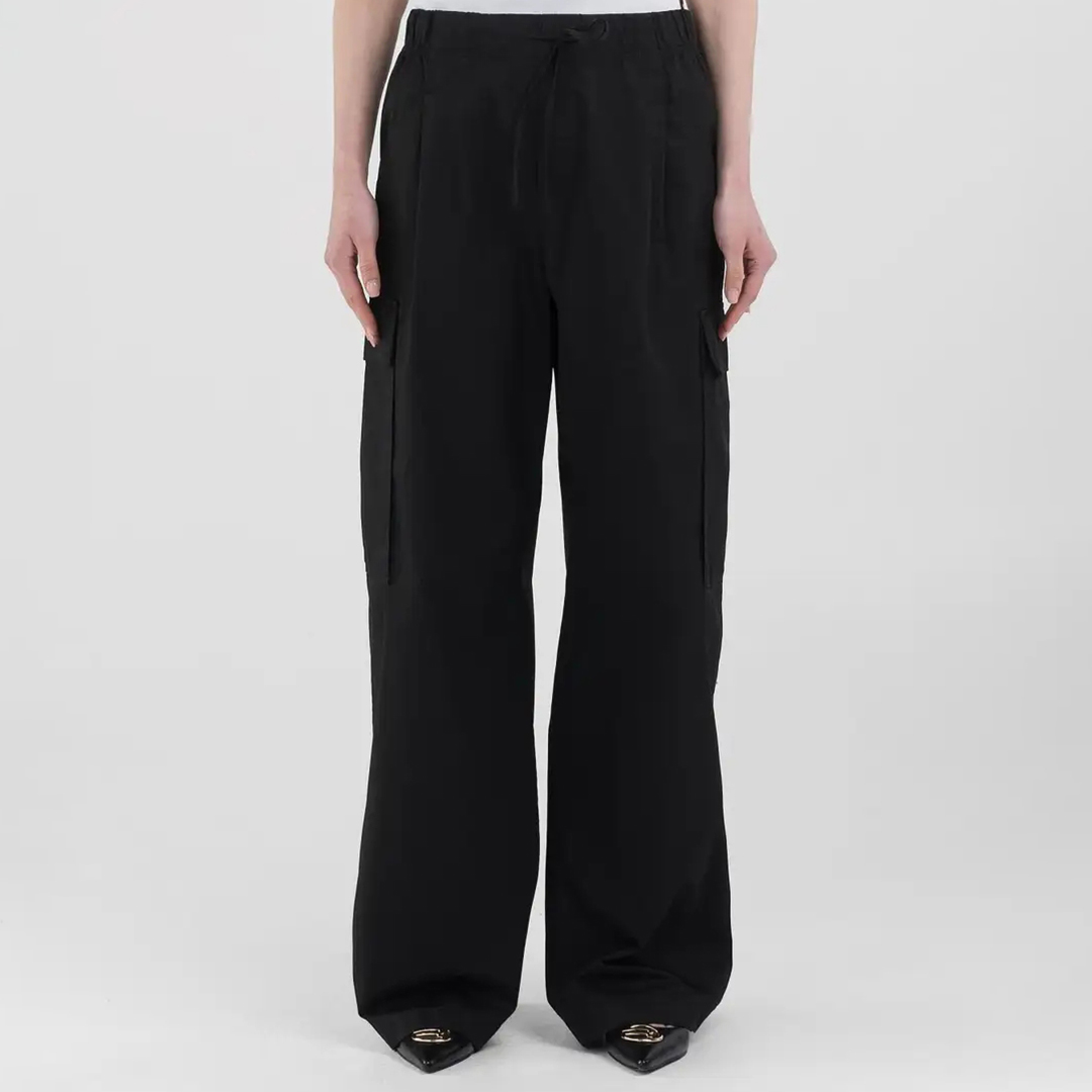 Black Cotton Cargo Trousers