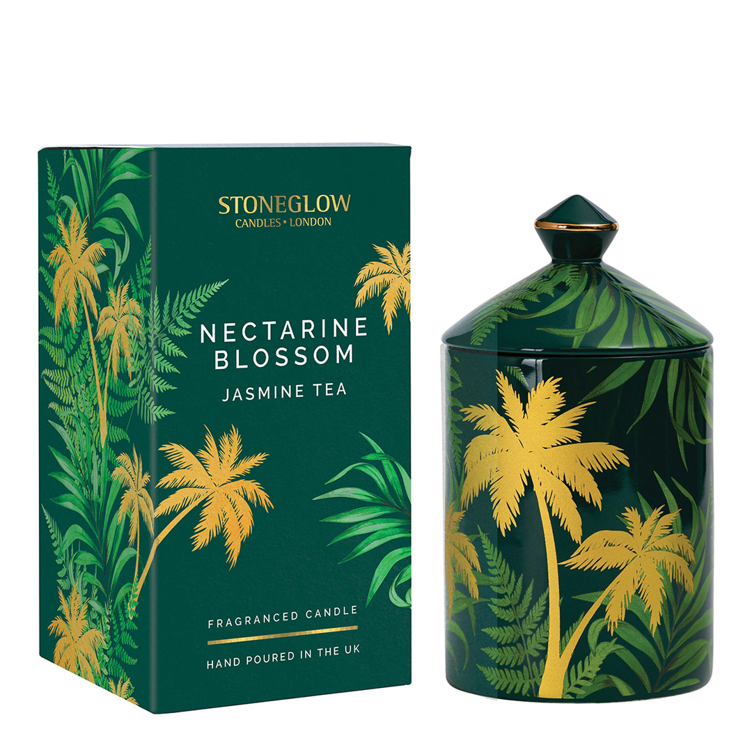 Urban Botanics Ceramic Nectarine Blossom Jasmine Tea Scented 1 Wick Candle 300g