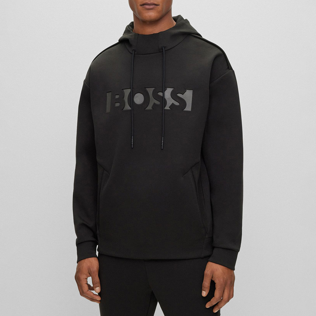 Black Selway Cotton Blend Hoodie