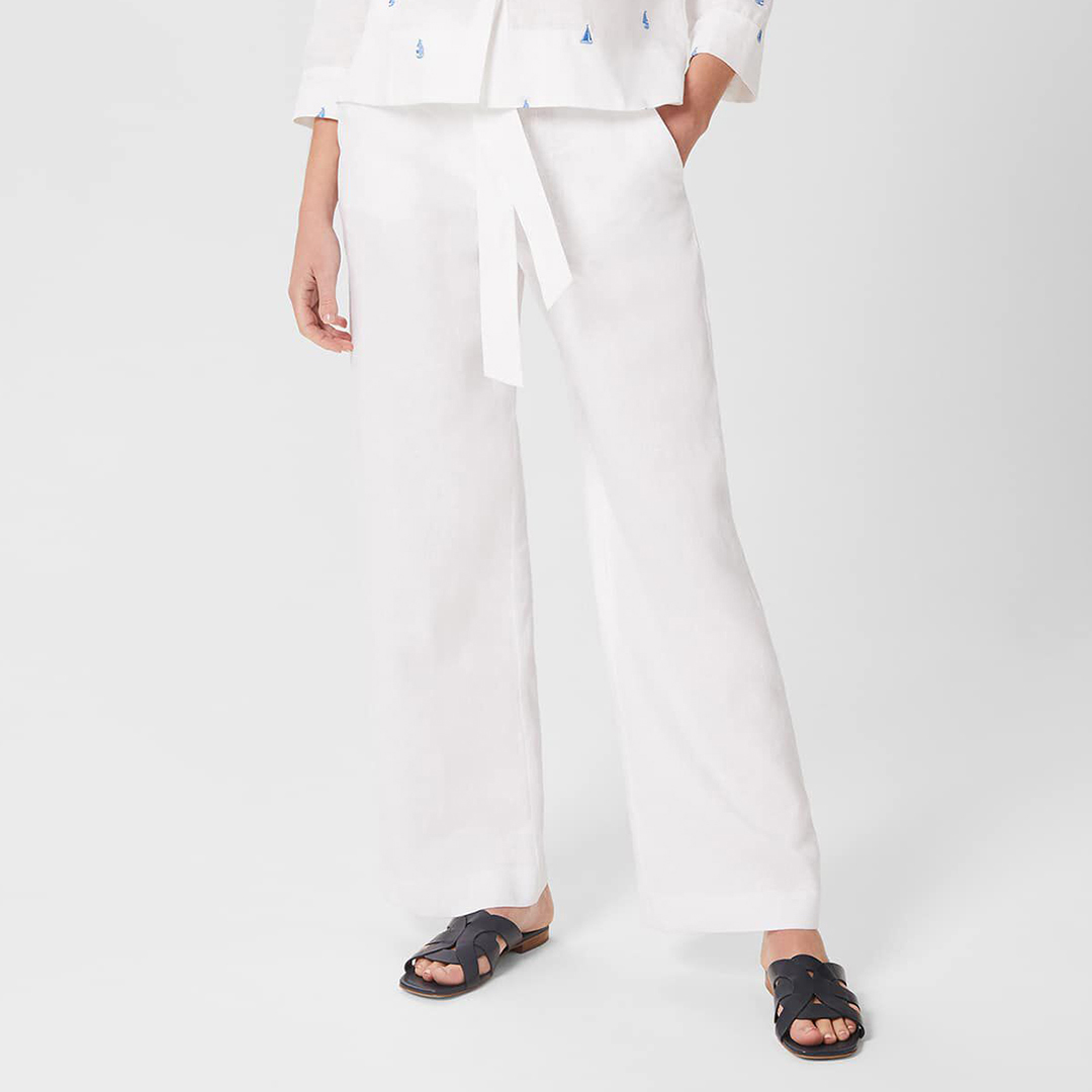 White Jacqui Linen Trousers