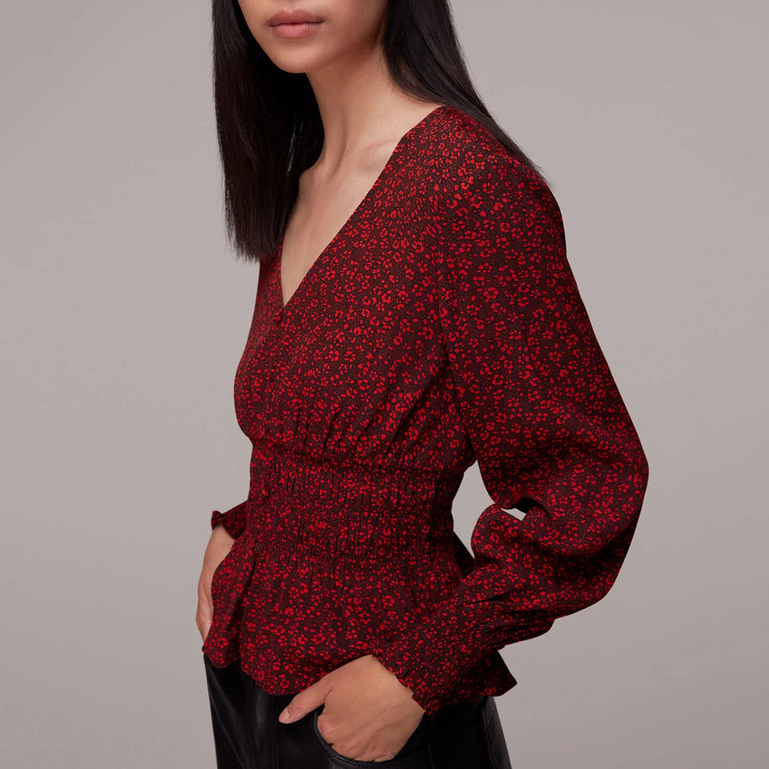 Red Jenny Floral Print Peplum Top