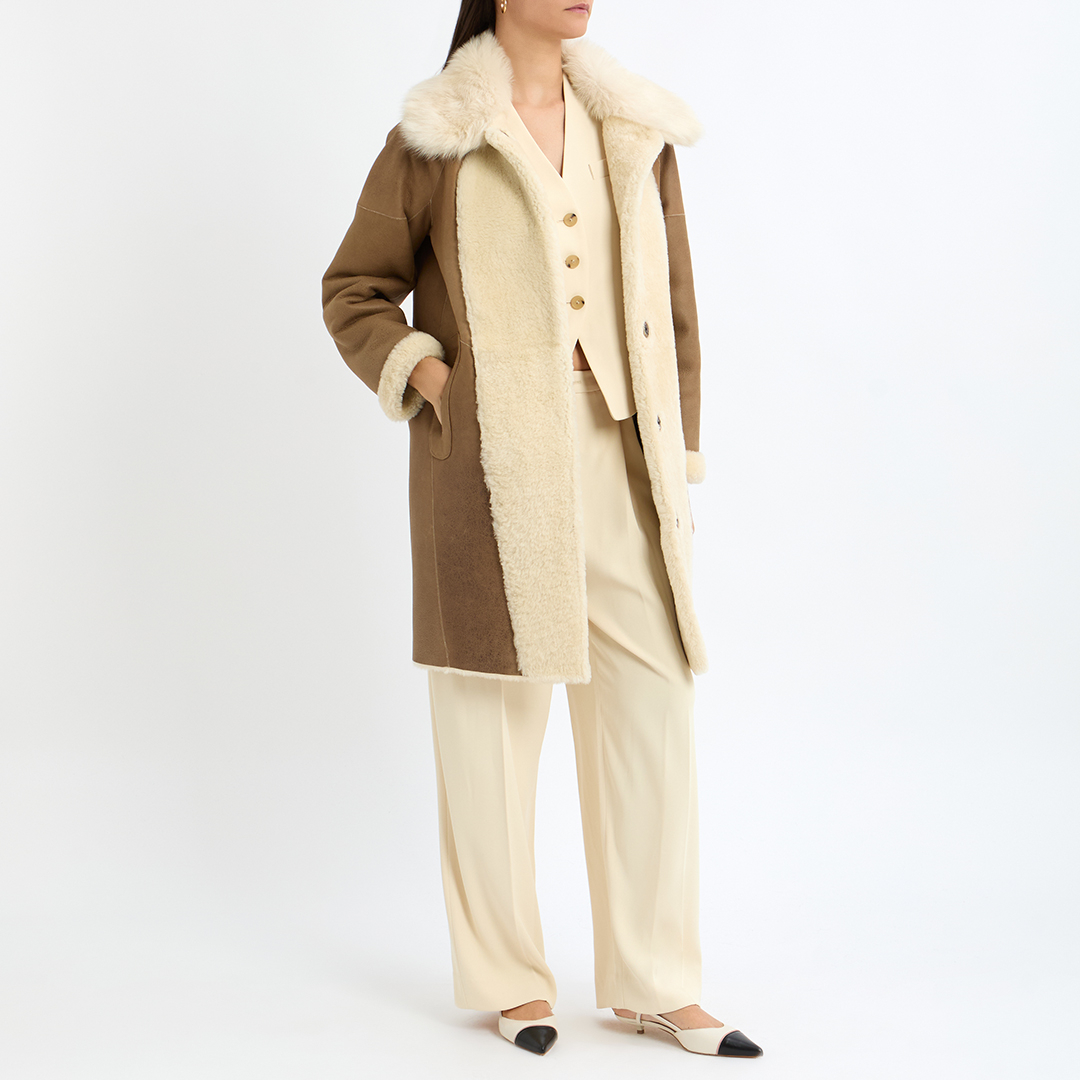Caramel Shearling Reversible Cocoon Coat - Max and Zac London - Modalova