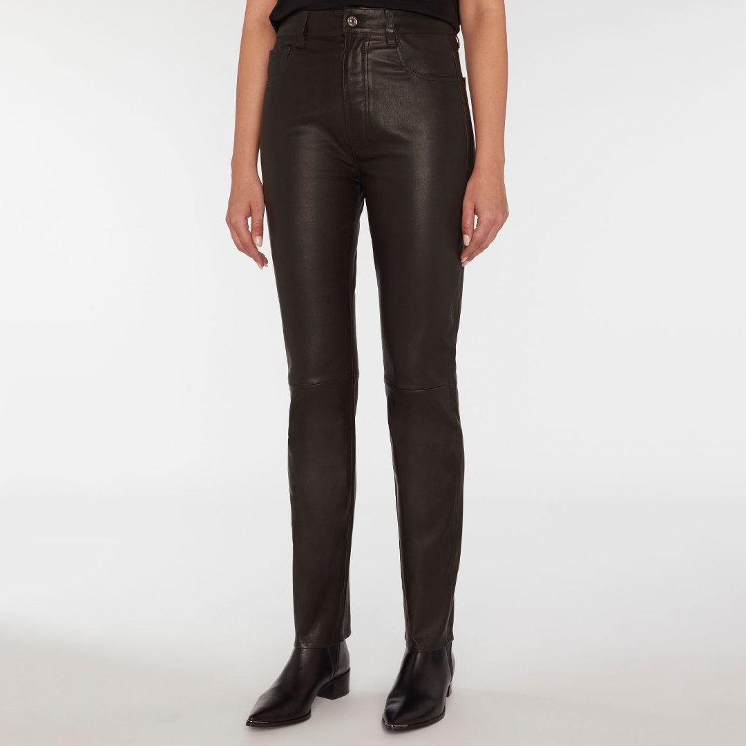 Black Slim Leather Jeans