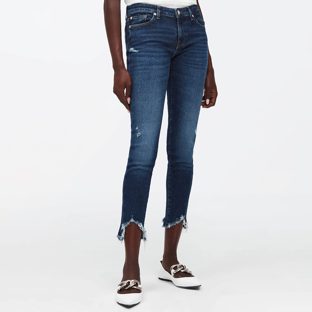 Dark Blue Pyper Cropped Stretch Jeans