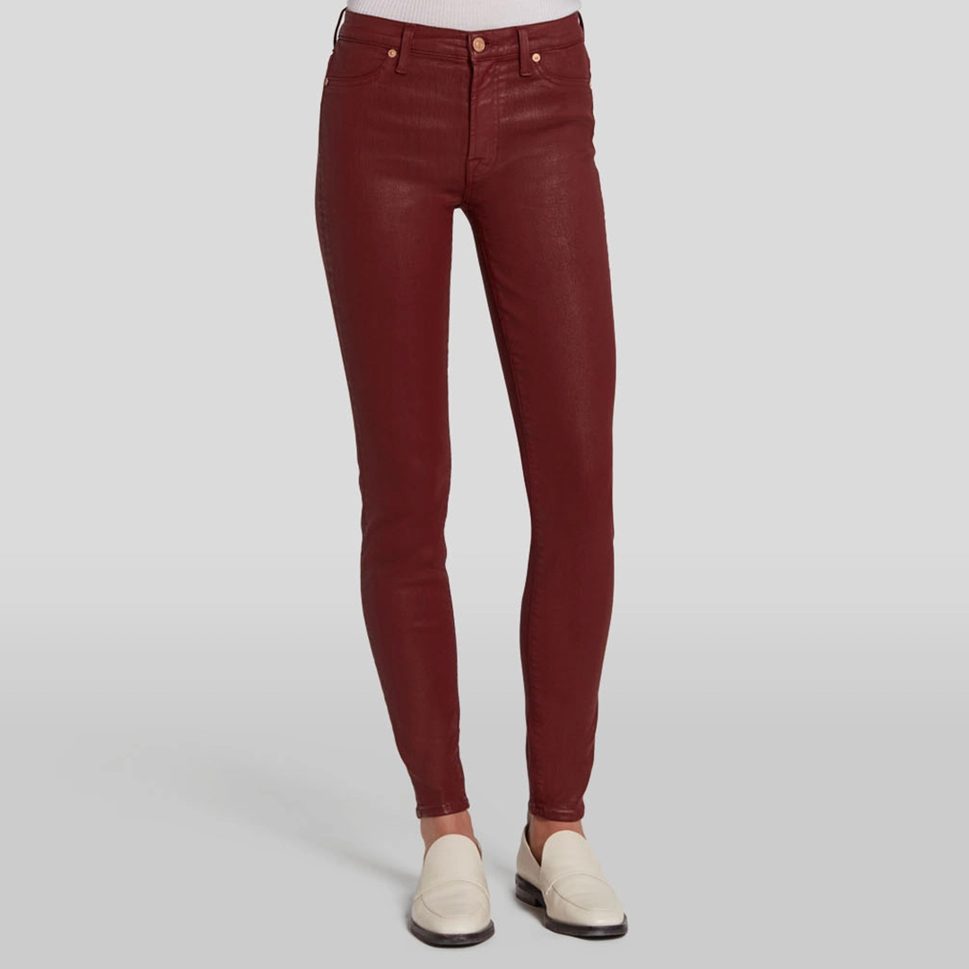 Bleach High Waisted Coated Skinny Stretch Jeans