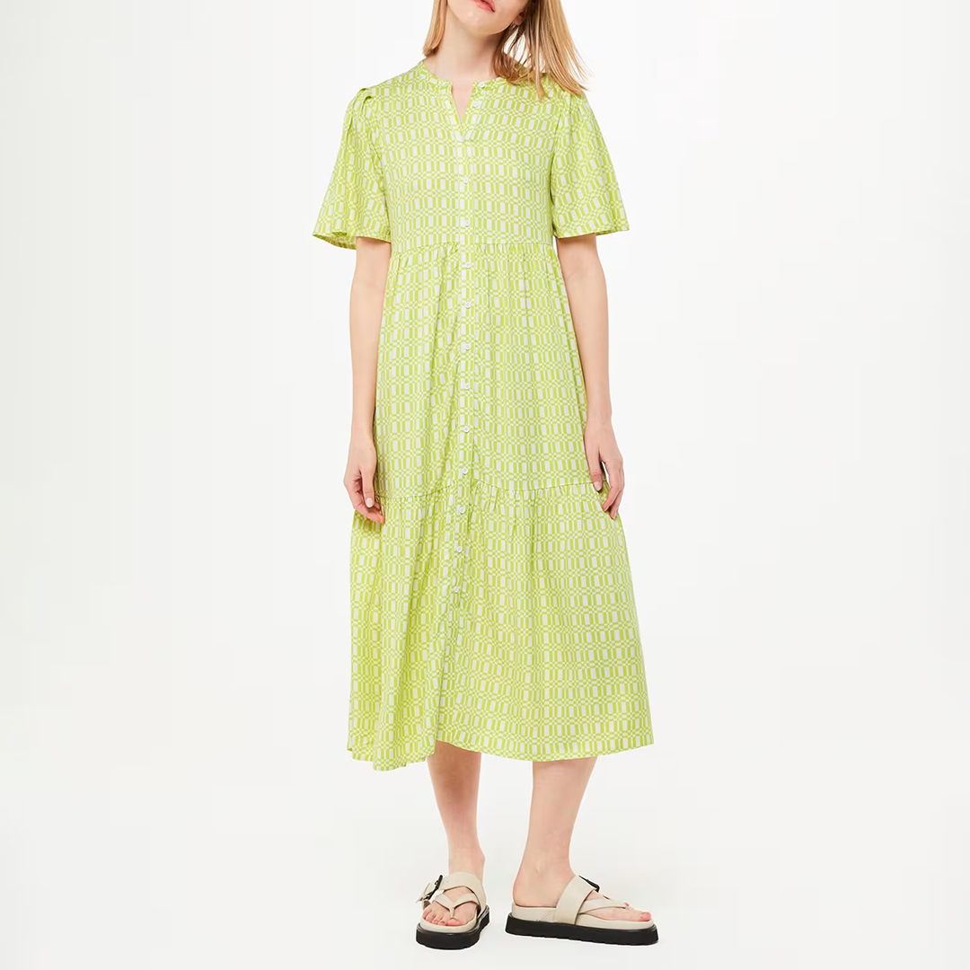 WHISTLES Women's  Green Link Check Trapeze Dress in Size 14, BrandAlley