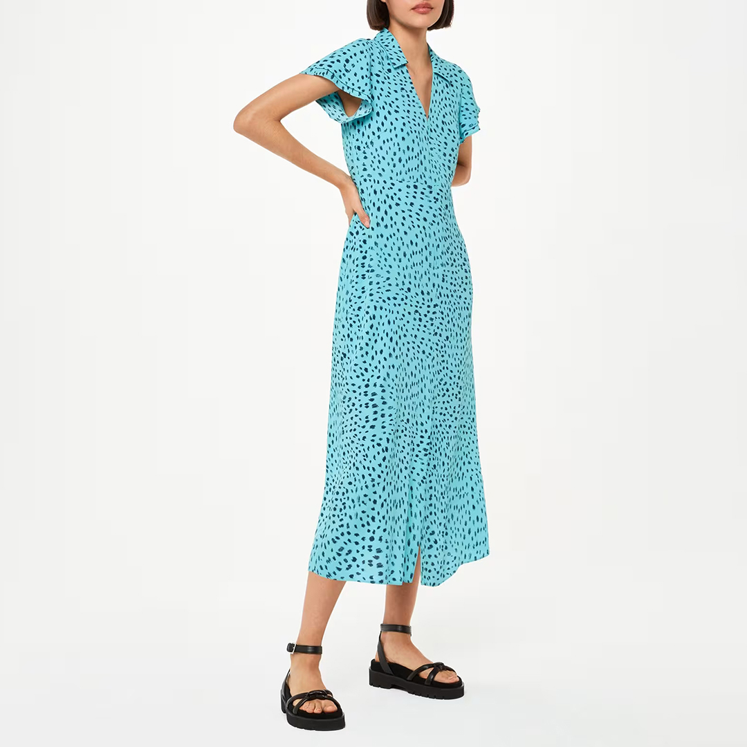 Blue Nina Printed Midi Dress