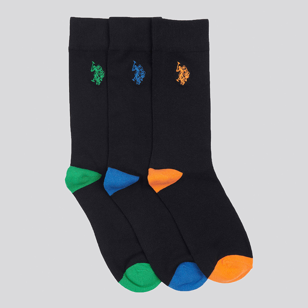 Black 3 Pack Cotton Blend Socks