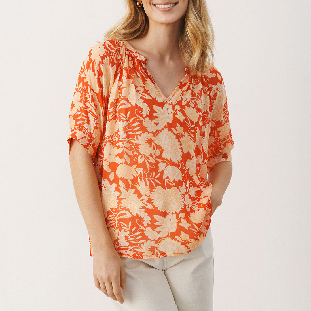Orange Print Popsy Blouse - Part Two - Modalova