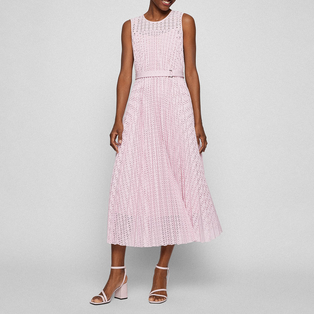 Pink Deplica Pleated Midi Dress
