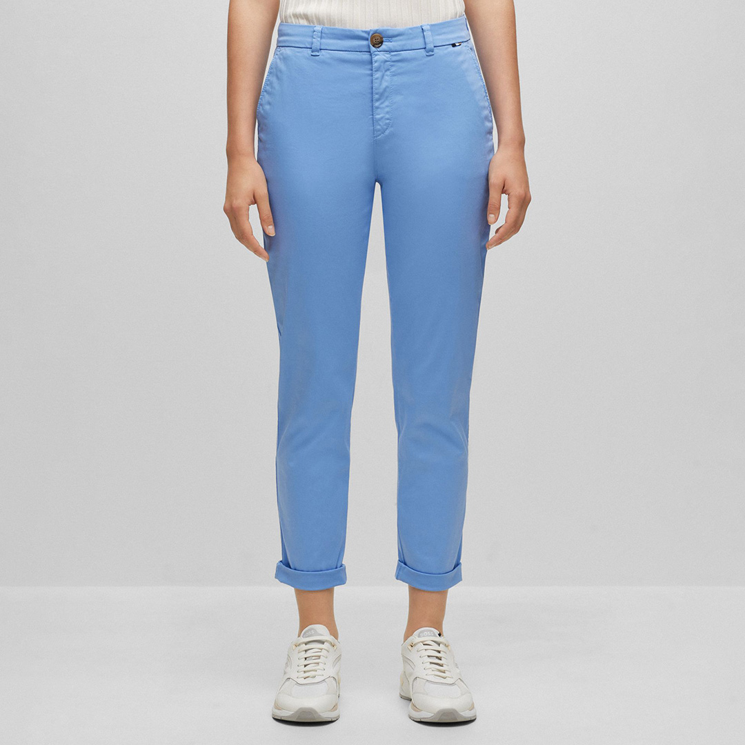 Light Blue C_Tachini Cotton Blend Trousers