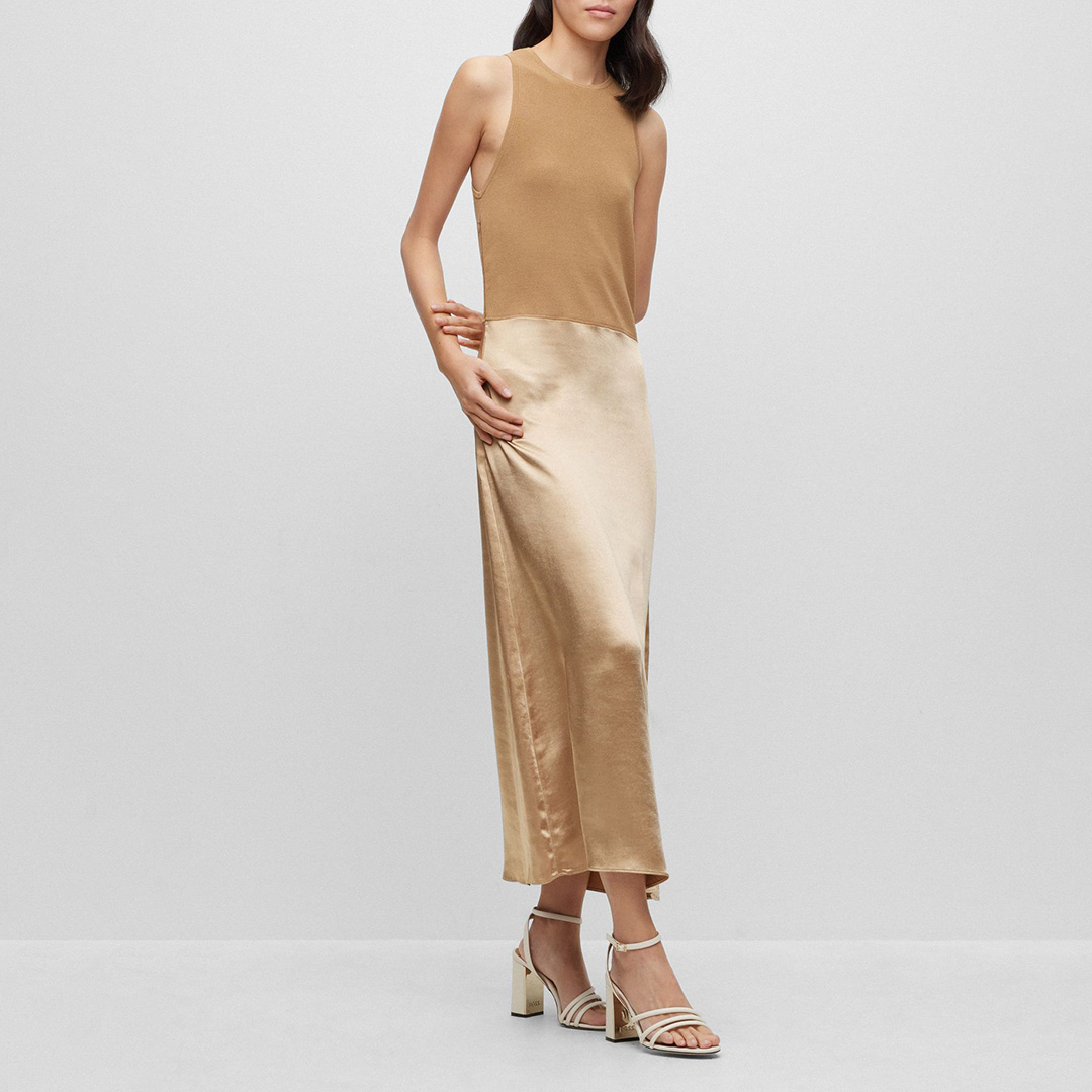 BOSS Womens Tan Flaurelia Midi Dress - Dresses - BrandAlley