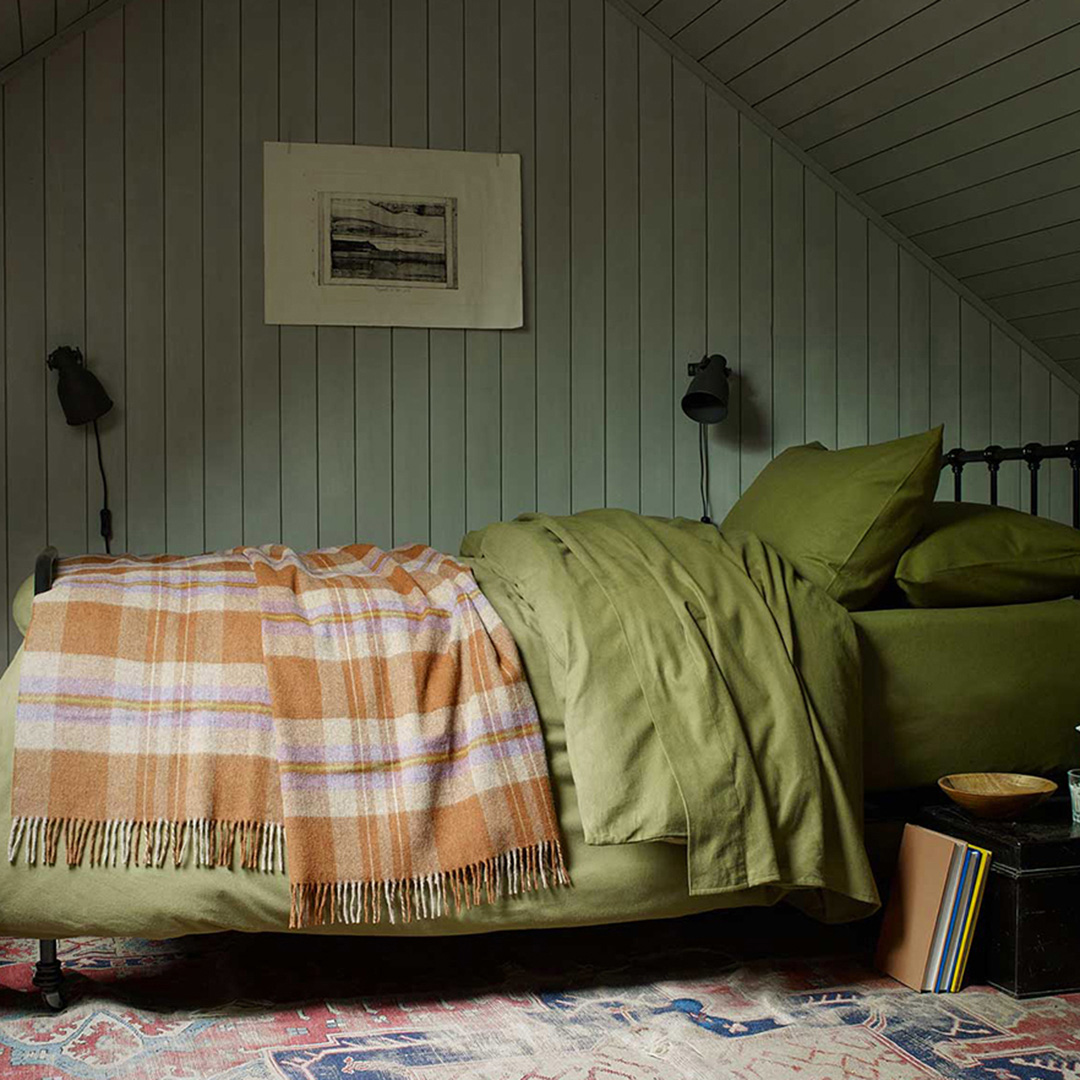 Olive Green Single Brushed Cotton Duvet Cover
