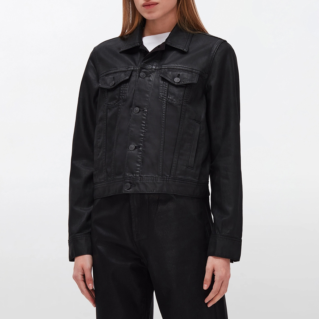 7 For All Mankind Black Classic Trucker Denim Jacket – Size L