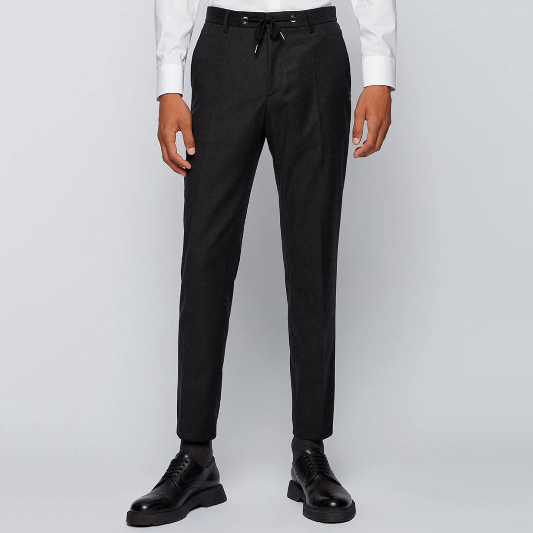 Black Genius Wool Blend Trousers - BOSS - Modalova