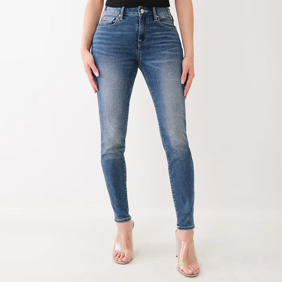 Mid Blue Jennie Mid Rise Skinny Jeans