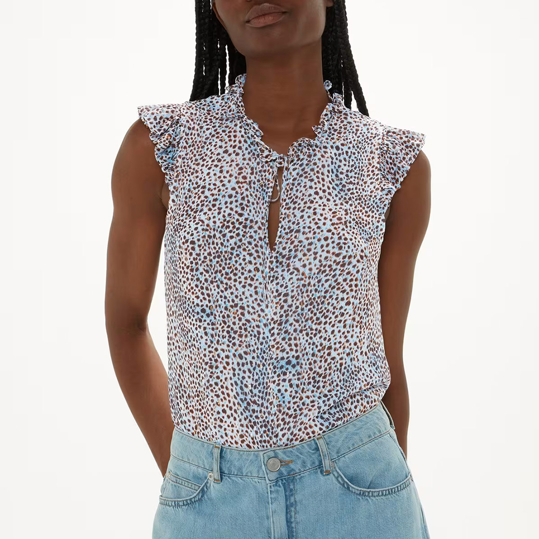 WHISTLES Women's   Ink Spot Frill Blouse in Size 18, BrandAlley