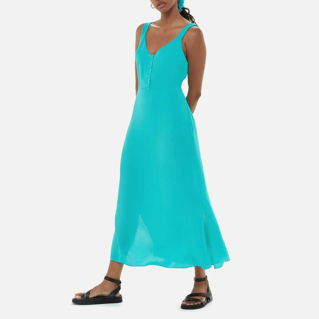 WHISTLES Women's  Blue Andie Button Dress in Size 18, BrandAlley