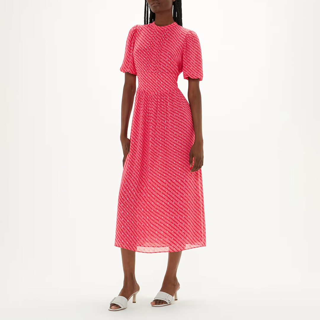 Pink Diagonal Leaf Blair Dress