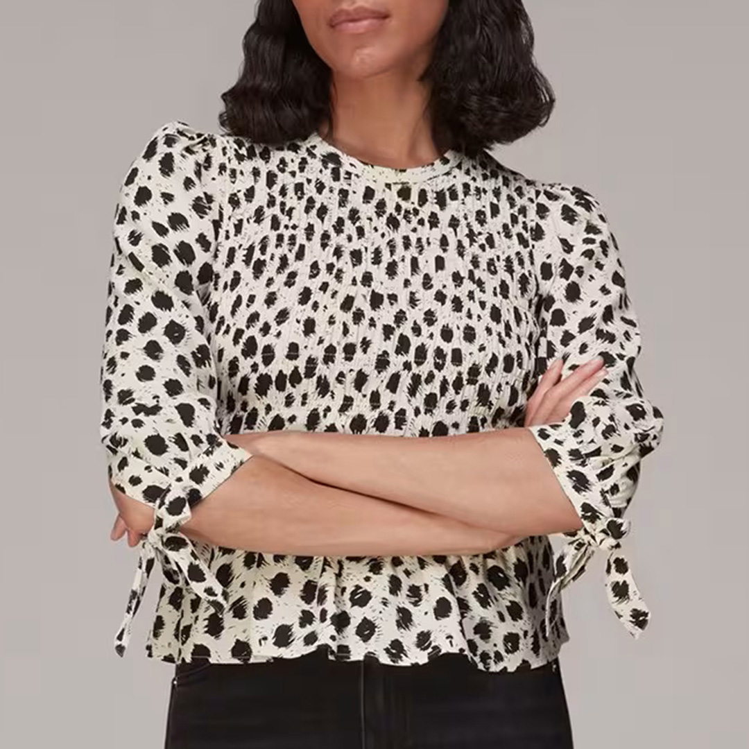 Multi Brushed Dalmatian Shirred Top