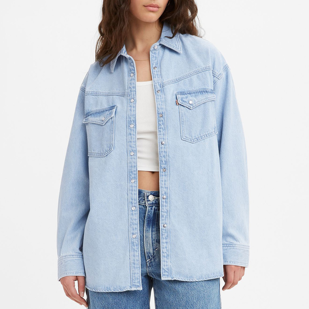 Light Blue Dorsey Western Stripe Cotton Shirt
